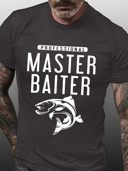 

Men’s Professional Master Baiter Text Letters Casual T-Shirt, Deep gray, T-shirts