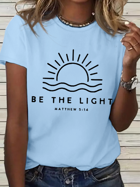 

Women's Be The Light Amazing Grace Simple Cotton T-Shirt, Light blue, T-shirts