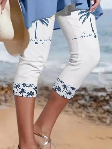 

Coconut Tree Casual Regular Fit Leggings, White, Leggings