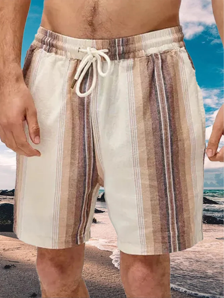 

Vintage Stripe Casual Shorts, As picture, Men's shorts