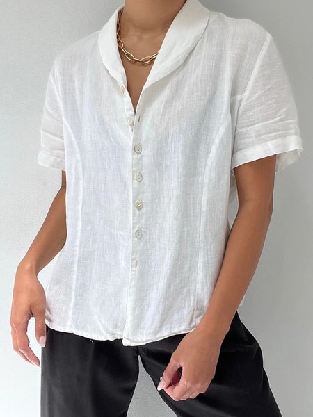 

Cotton And Linen Plain Casual Blouse, White, Shirts & Blouses