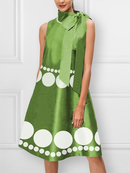 

Elegant Polka Dots Sleeveless Mini Dress, Green, Mini Dresses