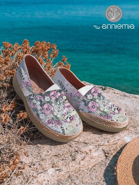 

Comfort Soft Sole Vintage Floral Print Flats, As picture, Flats
