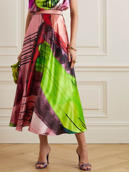 

Regular Fit Abstract Print Urban Skirt, Multicolor, Skirts