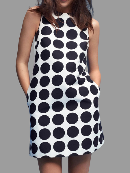 

Regular Fit Crew Neck Sleeveless Elegant Skirt Dress, Black, Mini Dresses