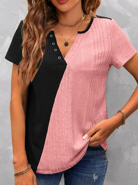 

Casual Cotton Color Block Shirt, Pink, Shirts & Blouses