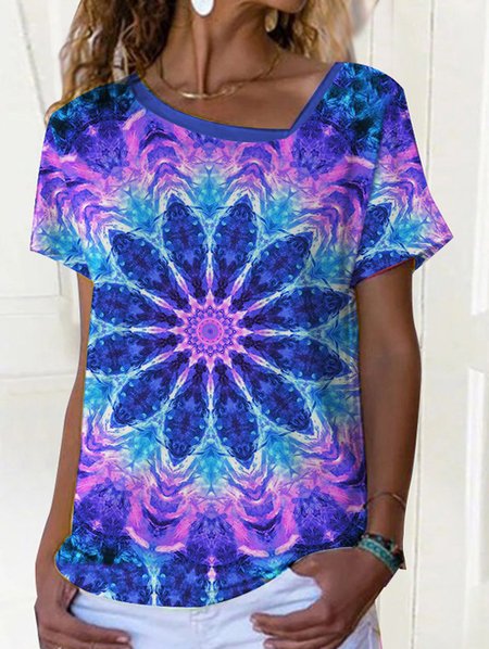 

Casual Gradient Pattern T-Shirt, Purple, T-Shirts