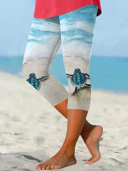 

Vacation Marine Life Regular Fit Leggings, Blue, Leggings