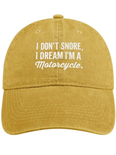 

Men's I Don't Snore I Dream I Am Motorcycle Funny Graphic Printing Regular Fit Adjustable Denim Hat, Yellow, Men's Hats