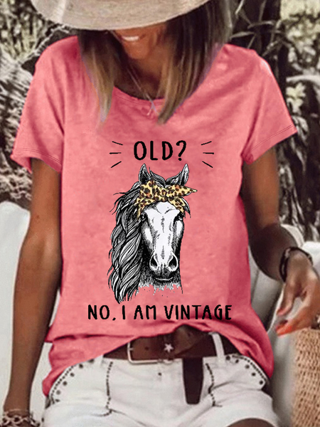 

Women's Funny Old No I'M Vintage Casual Text Letters Loose T-Shirt, Pink, T-shirts