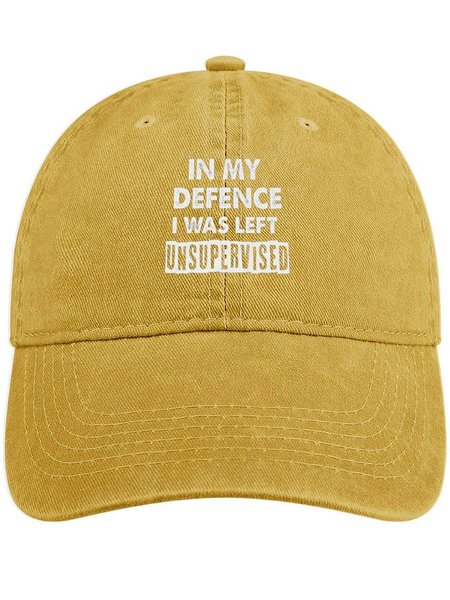 

Men's In My Defence I Was Left Unsupervised Funny Graphic Printing Regular Fit Adjustable Denim Hat, Yellow, Men's Hats
