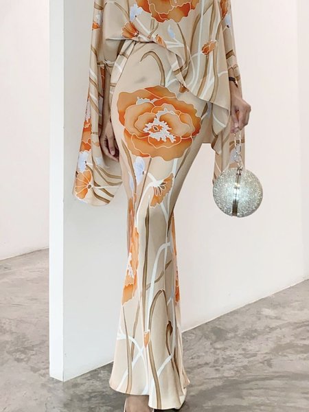 

Daily Floral Regular Fit Elegant Skirt, Orange, Skirts