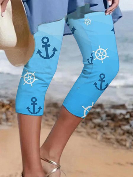 

Regular Fit Geometric Casual Leggings, Blue, Leggings