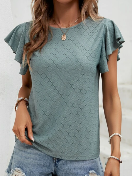 

Casual Crew Neck Plain T-Shirt, Green, T-Shirts