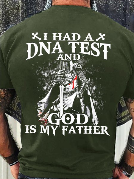 

Men’s I Had A DNA Test And God Is My Father Casual Text Letters Regular Fit T-Shirt, Army green, T-shirts