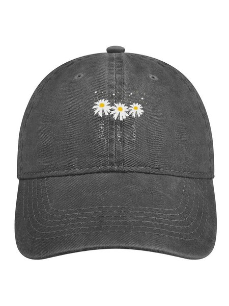 

Daisy Print Denim Hat, Deep gray, Women's Hats