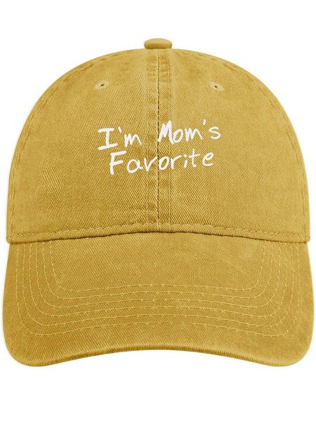 

Men's I'm Mom's Favorite Funny Graphic Printing Regular Fit Adjustable Denim Hat, Yellow, Women's Hats