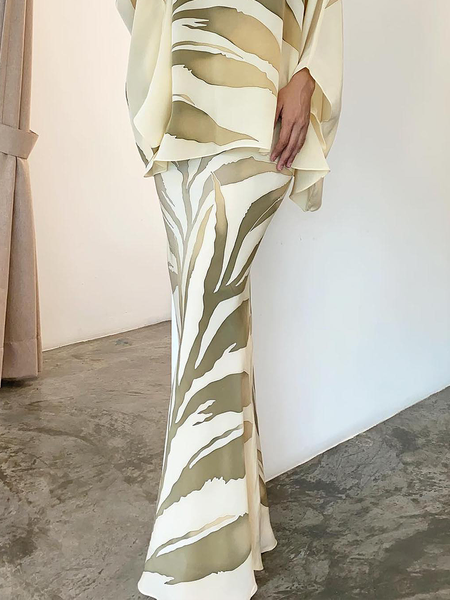 

Plants Regular Fit Elegant Long Skirt, Light yellow, Skirts