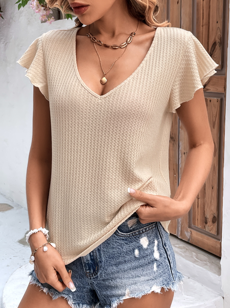 

Casual Regular Fit Plain T-Shirt, Khaki, T-Shirts