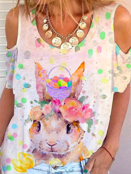 

Animal Crew Neck Casual T-Shirt, White, T-Shirts