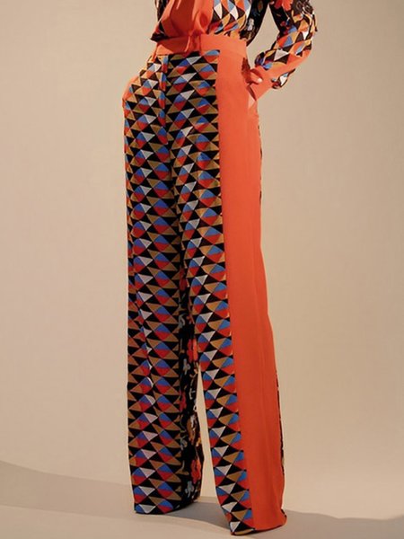

Regular Fit Urban Geometric Fashion Pants, Orange, Pants