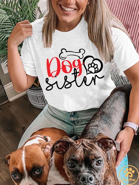 

Lilicloth X Funnpaw Women's Dog Sister T-Shirt, White, T-shirts