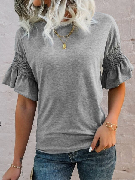 

Casual Crew Neck Plain T-Shirt, Gray, T-Shirts