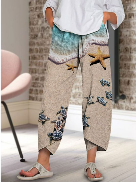 

Turtle Loose Vacation Pants, Khaki, Pants