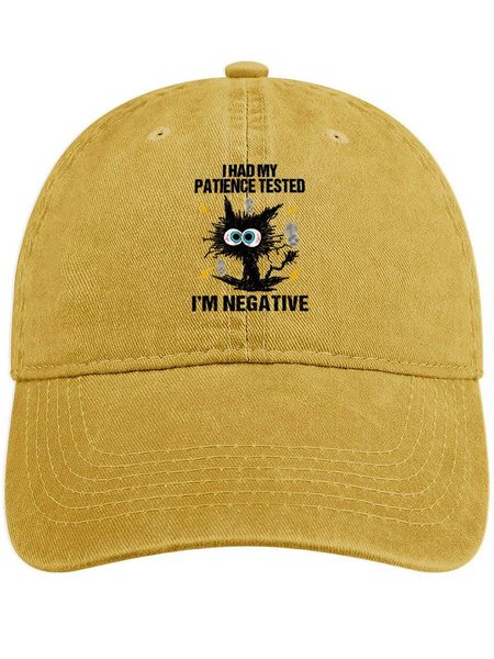 

Men's I Had My Patience Tested I Am Negative Funny Graphic Printing Regular Fit Adjustable Denim Hat, Yellow, Women's Hats