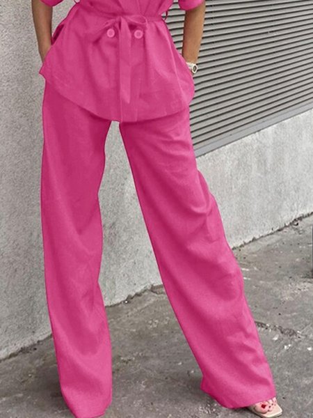 

Daily Regular Fit Urban Plain Fashion Pants, Rose red, Pants