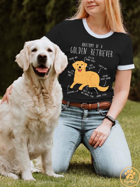 

Lilicloth X Funnpaw Women's Anatomy Of A Golden Retreiever T-Shirt, Black, T-shirts