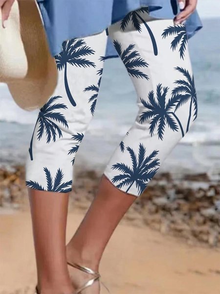 

Coconut Tree Casual Leggings, Blue, Leggings