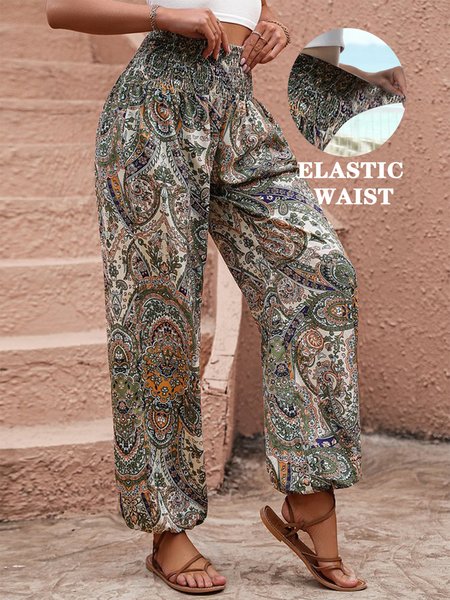 

Ethnic Loose Casual Pants, Multicolor, Pants