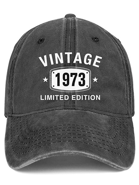 

50th Birthday Gift 1973 Vintage Denim Hat, Deep gray, Hats