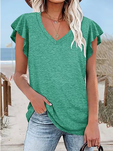 

Casual V Neck T-Shirt, Green, T-Shirts