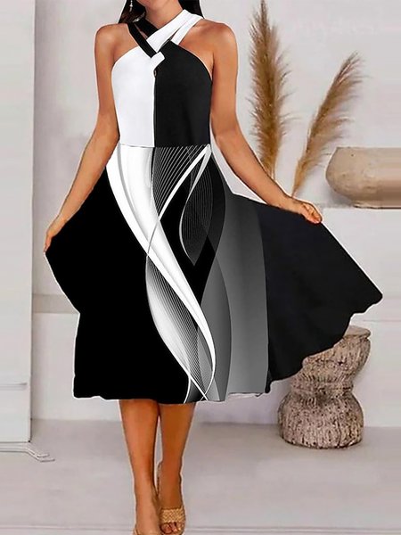 Casual Cross Neck Cut Outs Jersey Dress