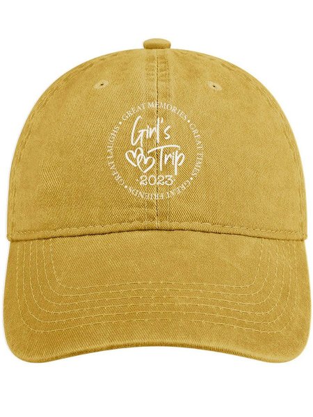 

Men's Girls Trip 2023 Funny Graphic Printing Regular Fit Adjustable Denim Hat, Yellow, Women's Hats
