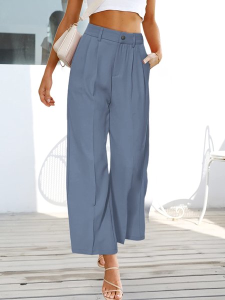 

Plain Urban Loose Fashion Pants, Blue, Pants