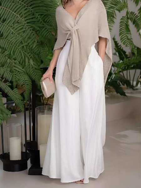 

Casual Regular Fit No Elasticity Pants, White, Pants