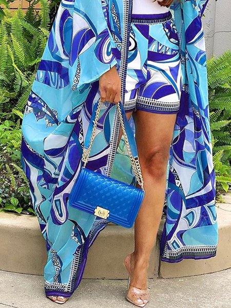 

Abstract Graphic Vacation Regular Fit Shorts, Blue, Shorts
