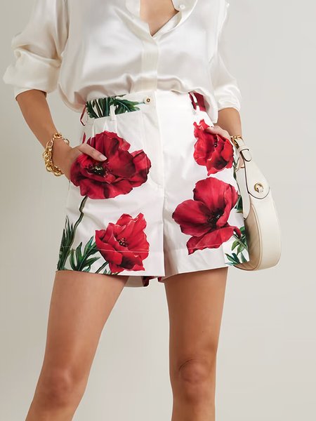 

Vacation Floral Regular Fit Short Pants, Red, Shorts