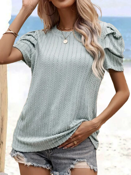 

Plain Crew Neck Casual Regular Fit Shirt, Green, Shirts & Blouses