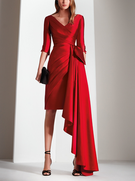 

Elegant Plain Wedding Guest Dress, Red, Wedding Guest Dresses