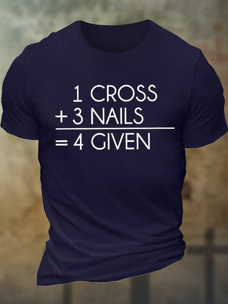 

Men's I Cross 3 Nails 4 Given Funny Graphic Printing Text Letters Cotton Crew Neck Casual T-Shirt, Purplish blue, T-shirts