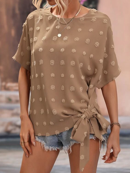 

Plain Loose Casual Crew Neck Shirt, Brown, Shirts & Blouses