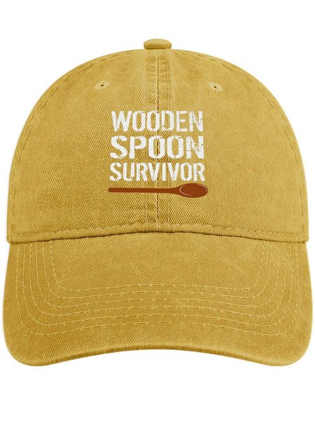 

Men's Wooden Spoon Suvivor Funny Graphic Printing Regular Fit Adjustable Denim Hat, Yellow, Men's Hats