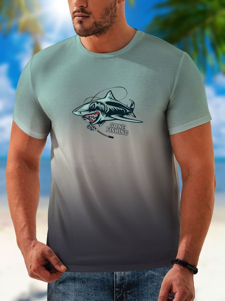 

Ombre Shark Crew T-Shirt, Green, Men's t-shirts
