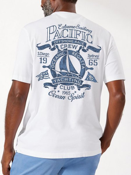 

Ocean Coconut Tree Crewneck T-shirt, White, Men's t-shirts
