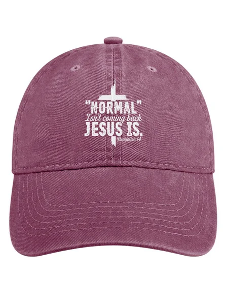 

Normal Isn’t Coming Back Jesus Is Denim Hat, Pink, Men's Hats