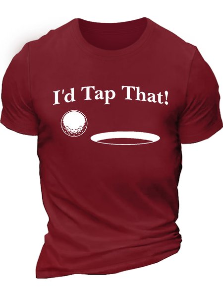 

Men's I'd Tap That Funny Graphic Printing Casual Cotton Loose Text Letters T-Shirt, Red, T-shirts